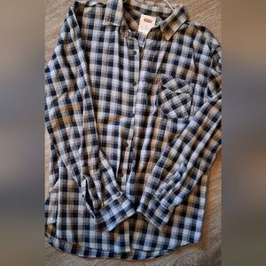 Levi's Men's Black and White Checkered Shirt